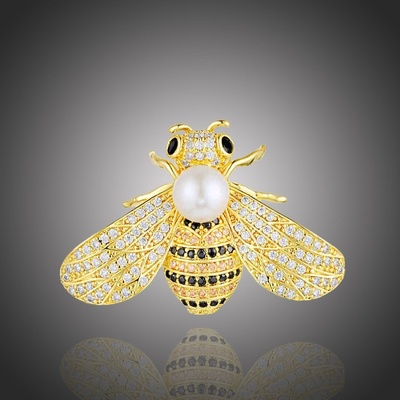 Éternelle brož Swarovski Elements Gabriella včela B3018 Zlatá