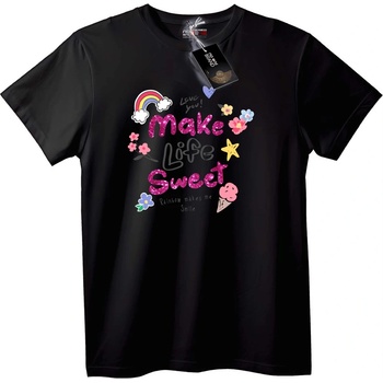 NOONEBRAND Тениска Направи живота сладък - 3XL, Black