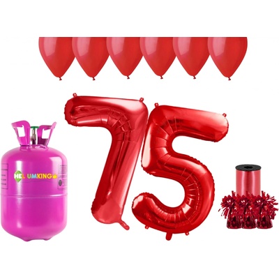 HeliumKing Helium párty set na 75. narozeniny s červenými balónky