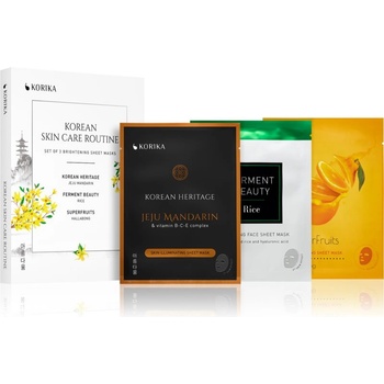 KORIKA korean skin care routine set of 3 brightening sheet masks комплект за озаряване на лицето