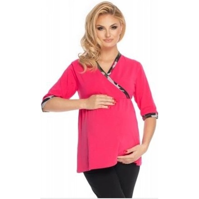 Be MaaMaa těhotenské kojící pyžamo 3/4 rukáv růžová černá