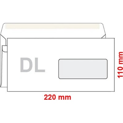 Obálka DL 110x220 mm samolepiaca s okienkom 25 ks
