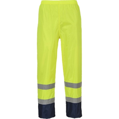 PortWest HI-VIS CLASSIC H444 Reflexní kalhoty do deště XS Hv žlutá/námořní modrá