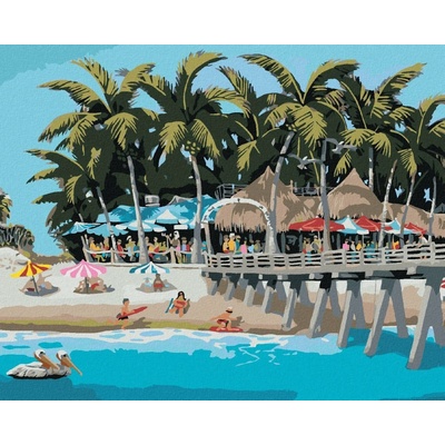 Zuty Malování Podle Čísel Stánky U Mola A Pláž Robert Johnson 80 x 100 Cm Plátno Rám