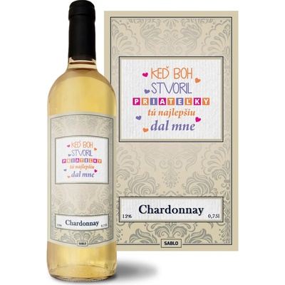 Sablio Keď Boh stvoril priateľky Chardonnay biele suché víno 12 % 0,75 l (čistá fľaša)