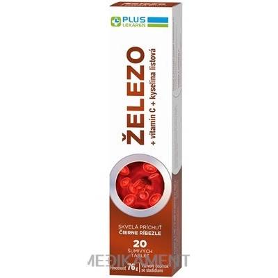 Plus Lékáreň Železo + Vitamín C + kyselina listová šumivé tablet čierne ríbezle 20 ks