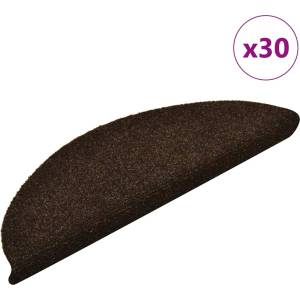 vidaXL Изтривалки за стълби, самозалепващи се, 30 бр. , 56x17x3 см, тъмнокафяви, полукръгли (3365685)