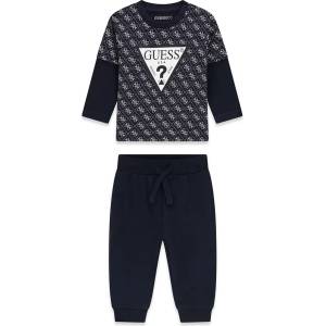 Guess Комплект за бебе момче тъмносиня блуза, лого Guess и тъмносин спортен панталон