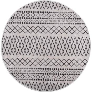 Pure Line Home Кръгъл килим marsa Етно, черно и бяло