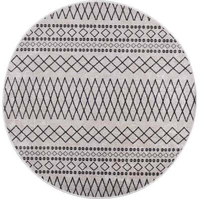 Pure Line Home Кръгъл килим marsa Етно, черно и бяло