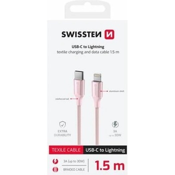 Swissten 71529205 USB-C / Lightning, 1,5m, růžový