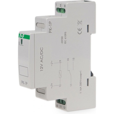 PK-1P/12 - Elektromagnetické pomocné relé, 12V, 16A, 1x NO/NC