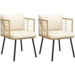 vidaXL Градински столове 2 бр. с възглавници Natural Poly Rattan (3328657)