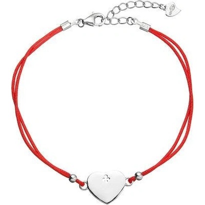 Pavona Kabbalah náramek se stříbrným srdcem 13049.3 red