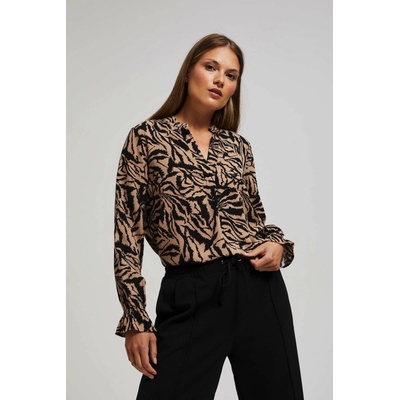 Moodo Patterned shirt čierna hnedá kaki krémová