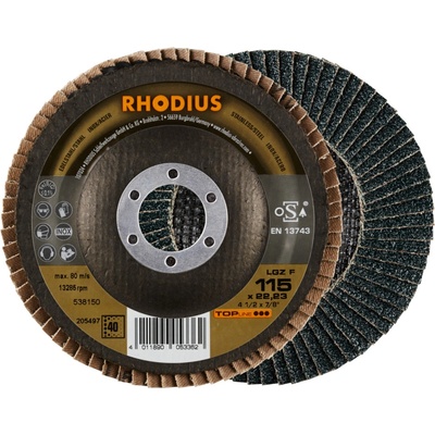 RHODIUS Lamelový brusný kotouč LGZ F 115 x 22,23 P40 TOPline 205497