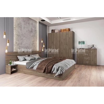 Bogdan Furniture I Спален комплект модел 7062 за матрак 160/200, Орех адмирал
