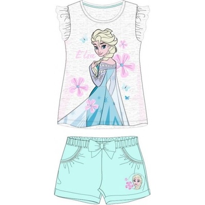 E plus M dievčenský letný set Ľadové kráľovstvo Frozen Elsa tričko a šortky šedý