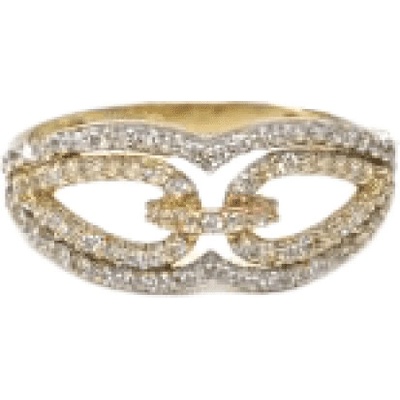 Pattic prsten z tříbarevného zlata a zirkony Z426001