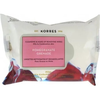 KORRES Почистващи кърпички за мазна и комбинирана кожа с нар, Korres Pomegranate , 25 бр