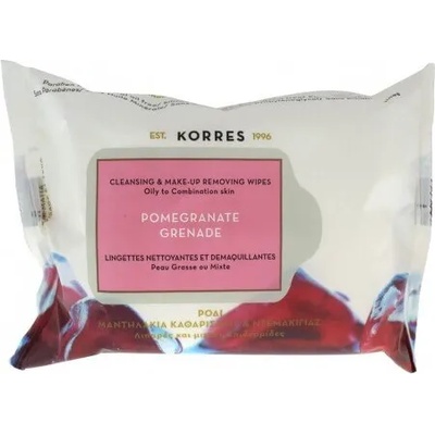 KORRES Почистващи кърпички за мазна и комбинирана кожа с нар, Korres Pomegranate , 25 бр