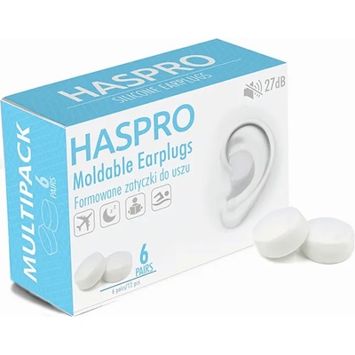 Haspro 6p силиконови тапи за уши, бели (epum2004)