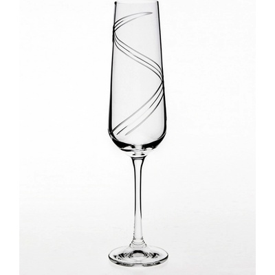 Bohemia Crystal broušené skleničky na sekt Sandra Vlna 6 x 200 ml