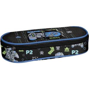 PASO Овален ученически несесер Paso Game - On, 1 цип (PP25GI-013)
