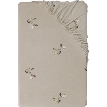 LIVARNO home Žerzejové napínací prostěradlo květiny béžové 90-100x200