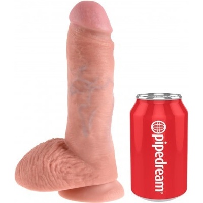 King Cock 8" Cock with Balls Flesh Dildo Béžový