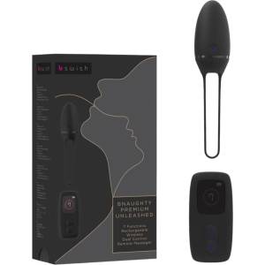 B Swish Premium - преносимо акумулаторно, безжично вибриращо яйце (черно) - lovesexshop