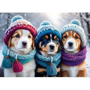Bluebird Puzzle - Puzzle Doggies in the Winter - 300 piese