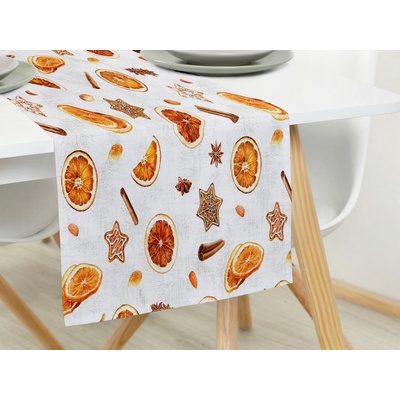 Dreamy Linens Vianočné prostieranie behúň bavlnený Perník a pomaranče 35x180 cm