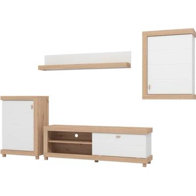 Sconto Obývacia stena HASTINGS biela/dub artisan