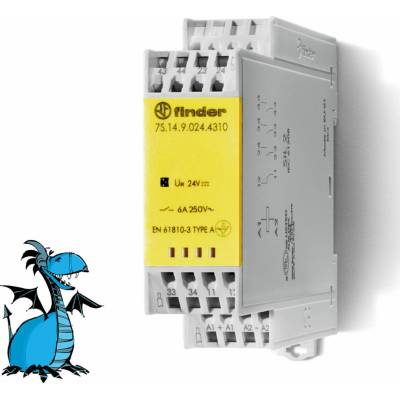 Finder 7S.14.9.024.4310 vazební relé, 250 V, 6 A, 3 spínací kontakty, 1 rozpínací kontakt, 1 ks