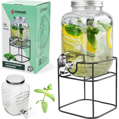 Tragar Sklenice na tekuté produkty se skleněným kohoutkem a stojanem 4 l