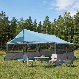 vidaXL Семейна палатка Синьо 600 x 400 x 268 см Полиестер и стомана (42028604) Палатка