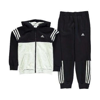 Adidas Three Stripe Jogging Suit dětské Boys Blk Grey SolRed