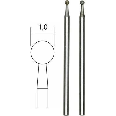 Proxxon 28212 - Tělísko brusné 1,0mm, koule, Diamantové, stopka pr. 2,35mm (2ks)