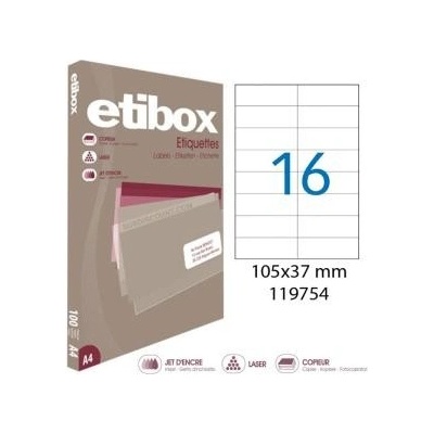 Etikety univerzálne 105x37mm Etibox A4 100 hárkov