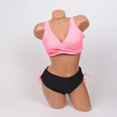 Дамски макси бански в розово и черно - чашка b