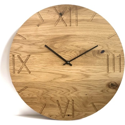 Karls Design Dubové hodiny Roma 30 cm biela bez gravírovania