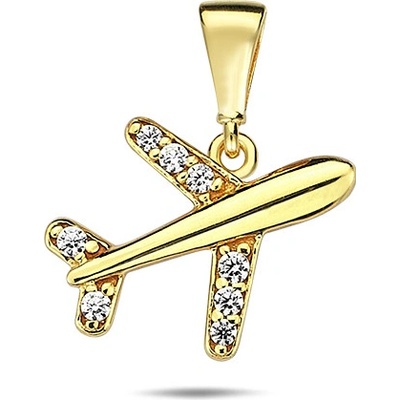Lillian Vassago Zlatý přívěsek letadlo se zirkony LLV98 GP027