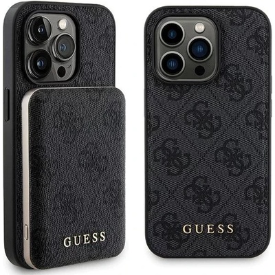 GUESS GUBPM5P15L4GEMGK комплект iPhone 15 Pro 6, 1" твърд калъф + powerbank 5000mAh MagSafe черен с метално лого 4G (GUBPM5P15L4GEMGK)