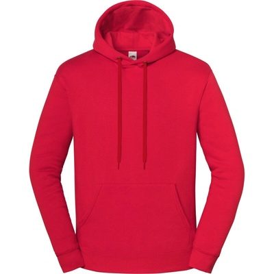 Fruit of the Loom mikina Iconic Premium Hooded Sweat s kapucí red