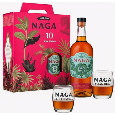Naga Rum 10y Siam Edition 40% 0,7 l (darčekové balenie 2 poháre)