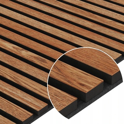Akustický panel s dýhou Sapelli na černém filcu 60x240 cm