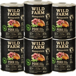 WILD FARM Монопротеинова свинска храна 6x800 г хипоалергенна храна за кучета