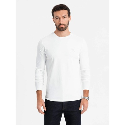 Trendy bílé tričko s dlouhým rukávem a s logem V2 LSBC-0124