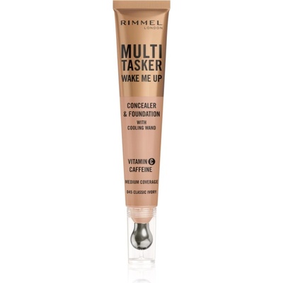 Rimmel Multi-Tasker Wake Me Up грим и коректор за озаряване на лицето цвят 45 Classic Ivory 20ml